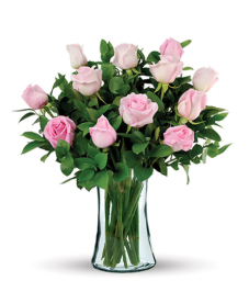Shimmering Blush with Vase & Birthday Balloon Flower Delivery